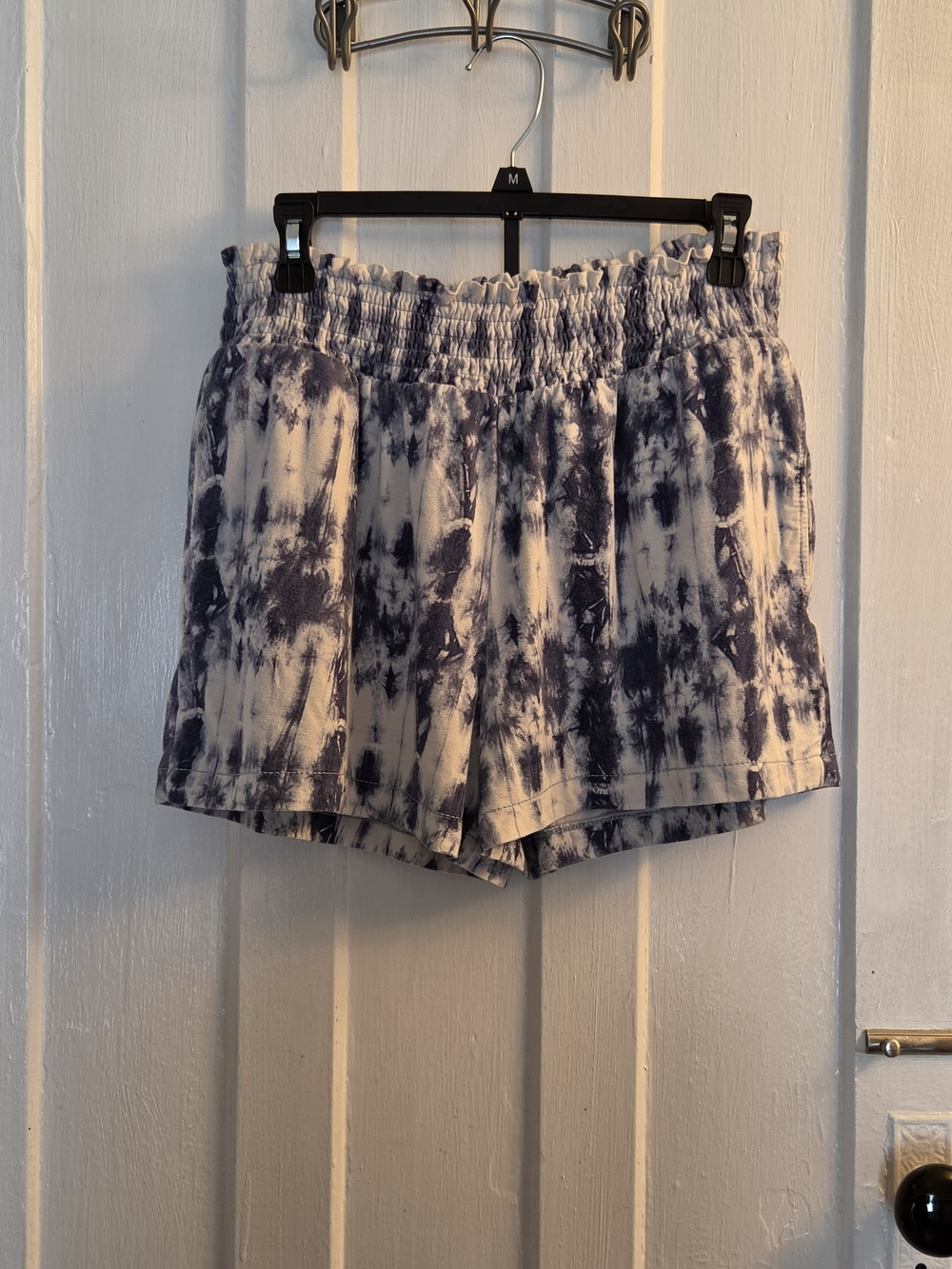 Tie-Dye Elastic Waist Women’s Shorts - Blue/White